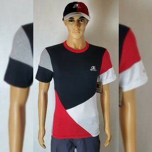 CHAMPION AUTHENTIC PATCHWORK SHORT SLEEVE TEE MEN'S UNISEX COLORBLOCK SIZE XS